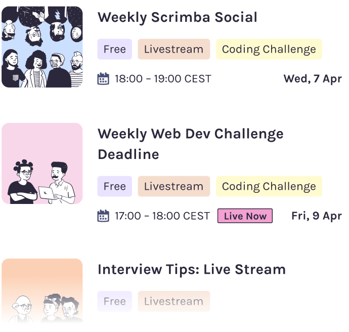 Entries from the Scrimba community calendar.